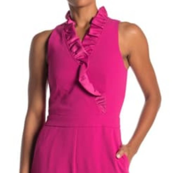 Trina Turk Pink Ruffle Sleeveless Jumpsuit NWT 4 - Picture 2 of 3